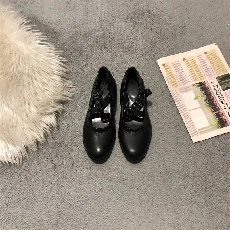 Advbridge  -  2024 Spring Women Grandma's Flat Shoes Fashion Round Toe Shallow Slip On Female Casual Mary Jane Shoes Soft Flat Heel Zapatos