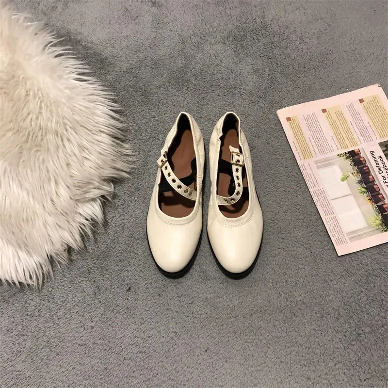 Advbridge  -  2024 Spring Women Grandma's Flat Shoes Fashion Round Toe Shallow Slip On Female Casual Mary Jane Shoes Soft Flat Heel Zapatos