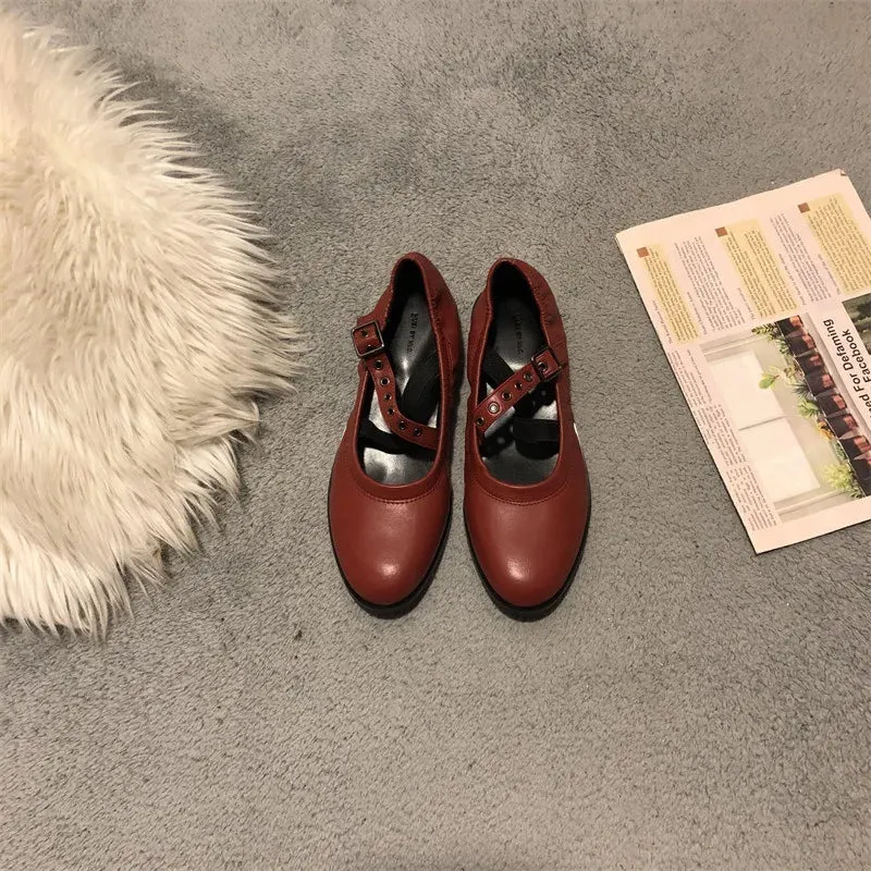 Advbridge  -  2024 Spring Women Grandma's Flat Shoes Fashion Round Toe Shallow Slip On Female Casual Mary Jane Shoes Soft Flat Heel Zapatos