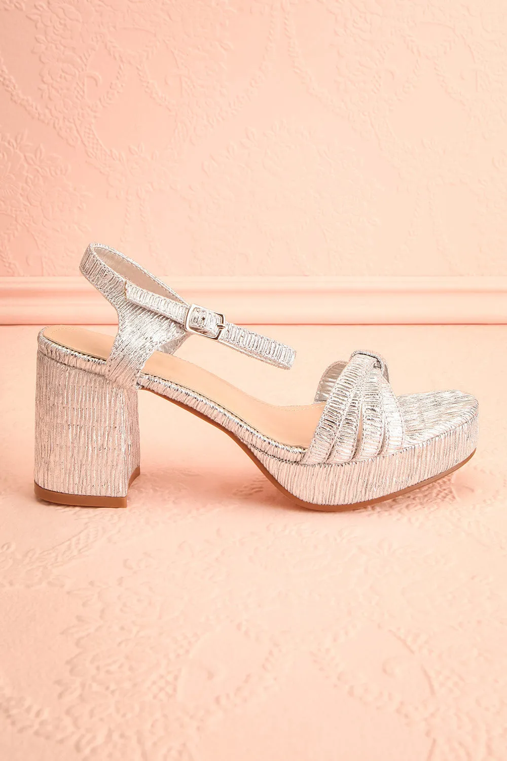 Aloisa Silver | Heeled Sandals