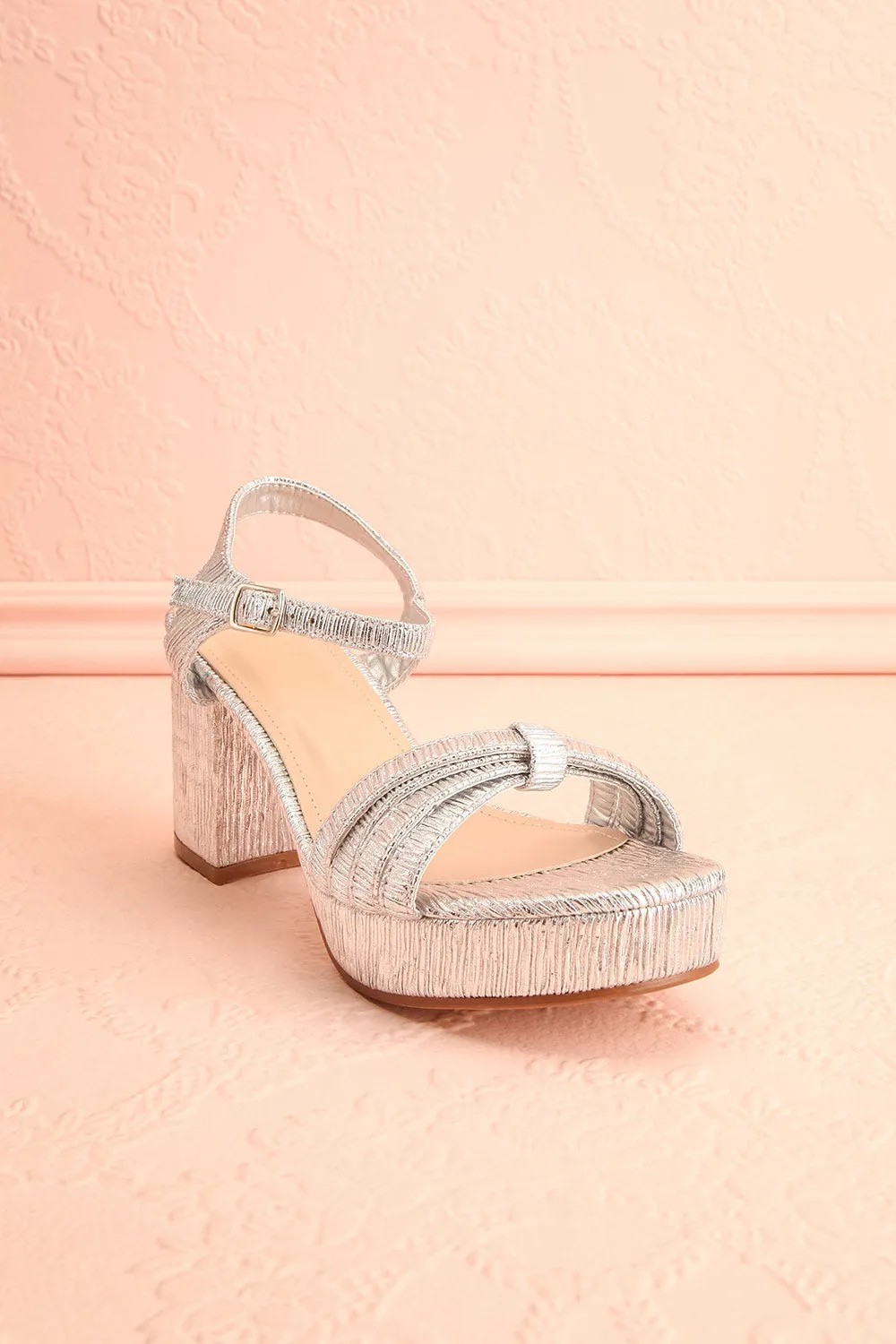 Aloisa Silver | Heeled Sandals