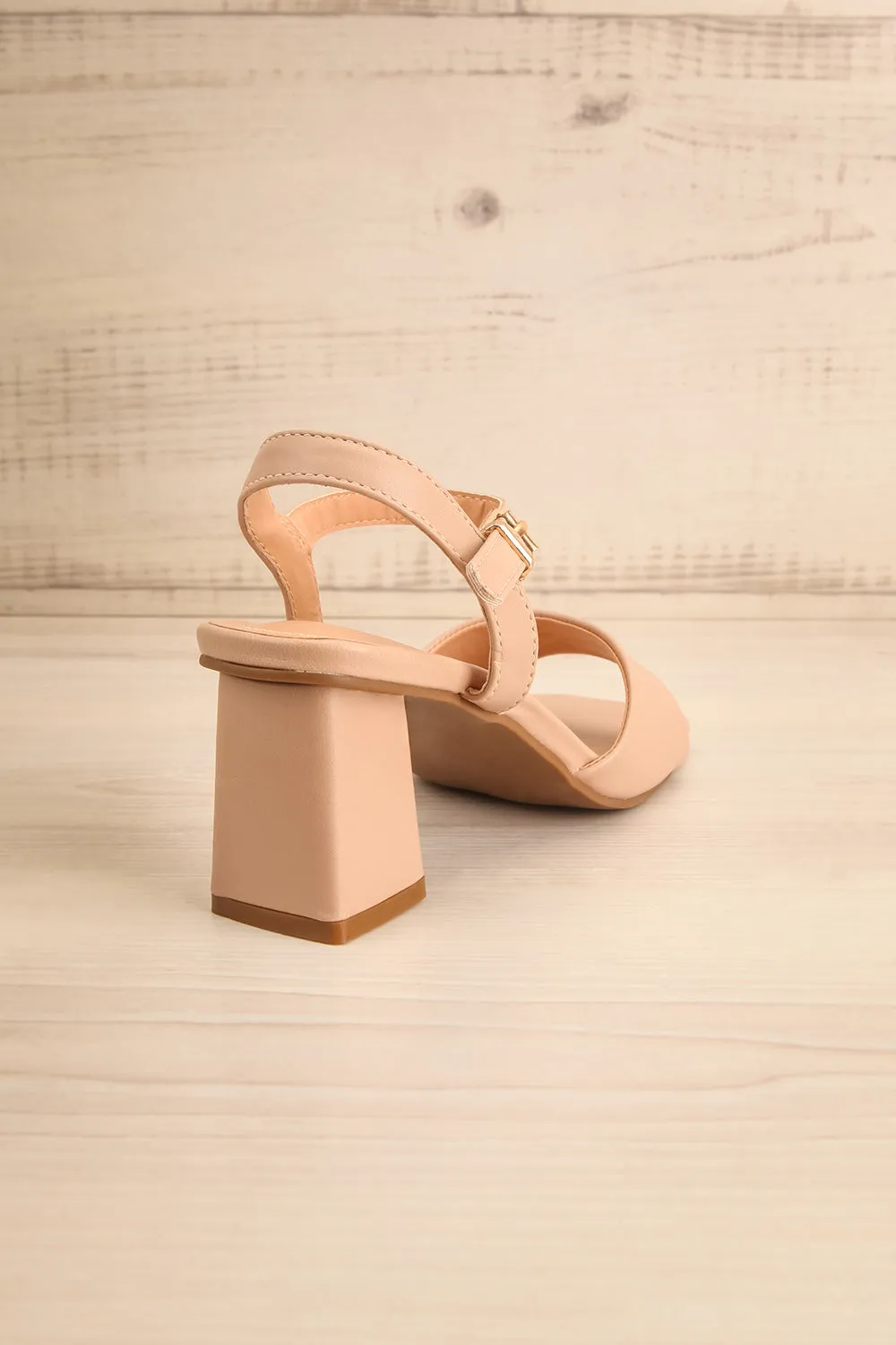 Anelie Beige | Block Heeled Sandals