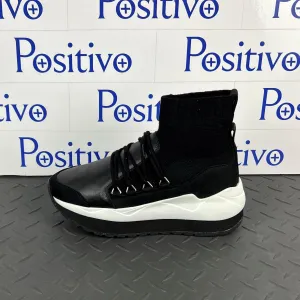Buscemi Women's Run1 Sock Wedge Black Leather Sneakers SAMPLE