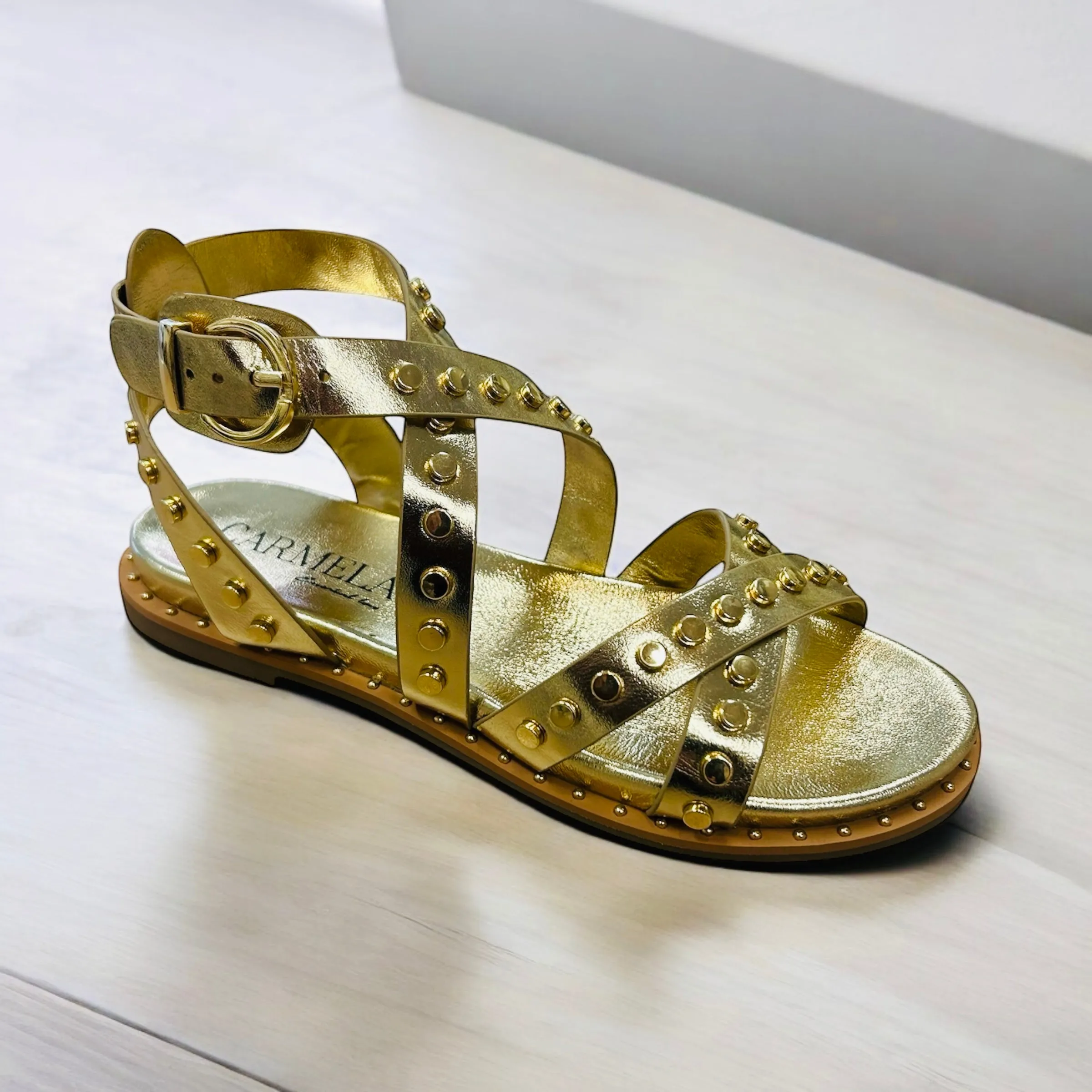 Carmela gold leather gladiator sandal