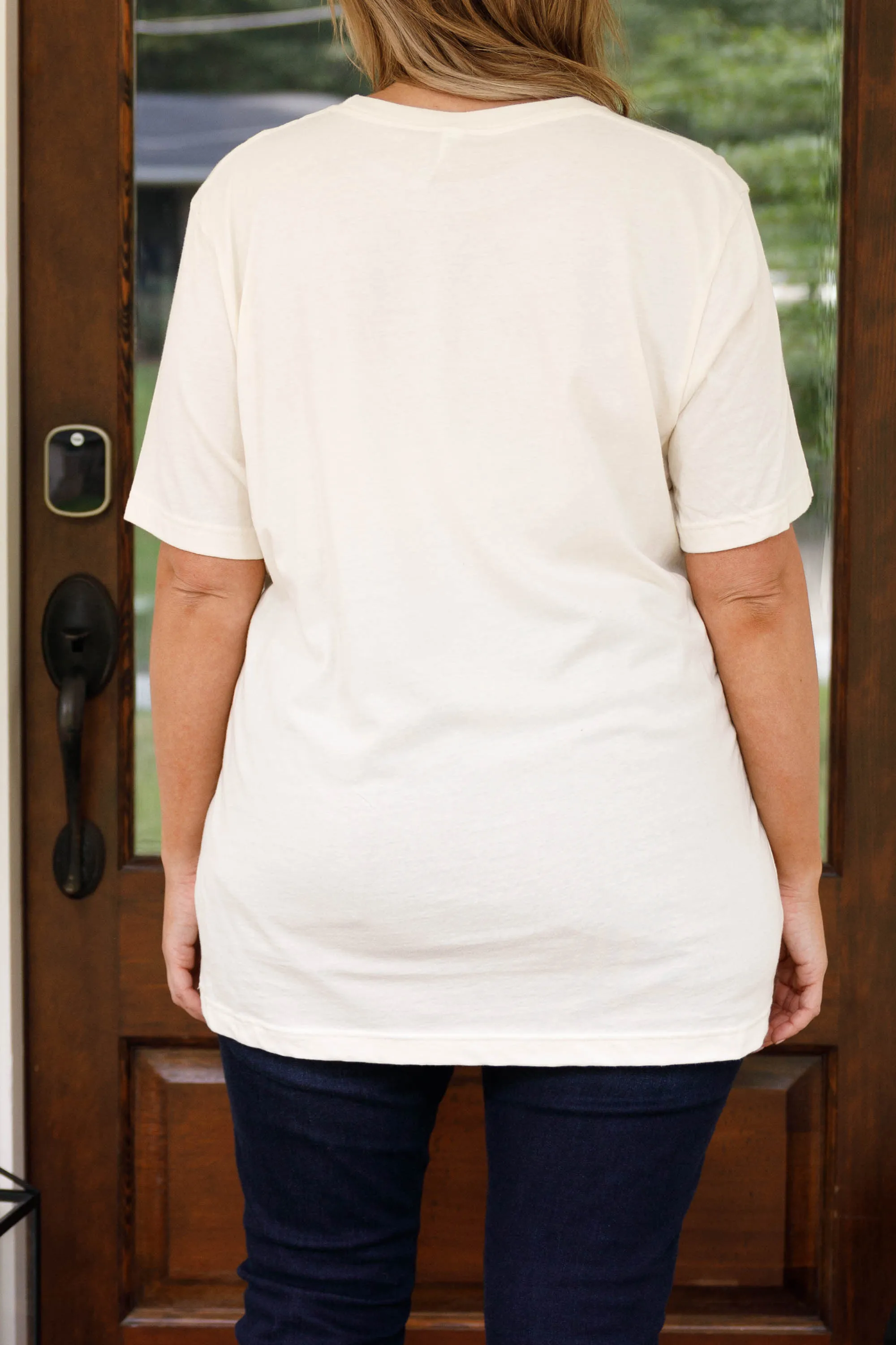Checkered Pink Smiley Tee, Natural