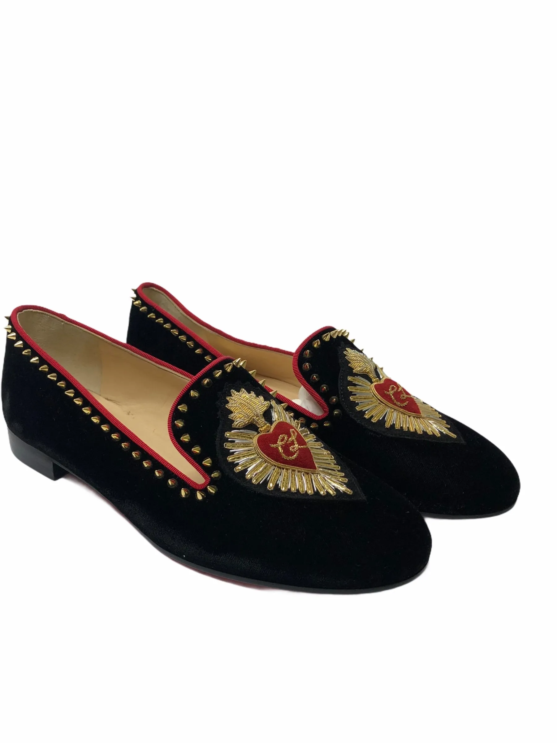 Christian Louboutin Black Velvet Slip Ons - UK 5 - As Seen on Instagram 07/04/2021