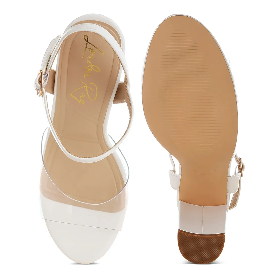 Clear Strap Block Heel Sandals