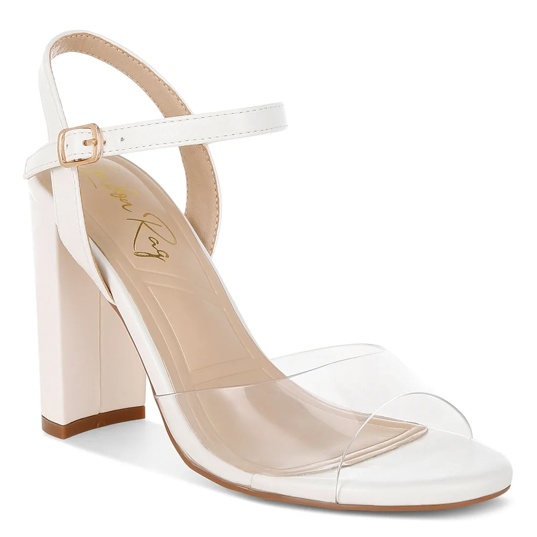 Clear Strap Block Heel Sandals