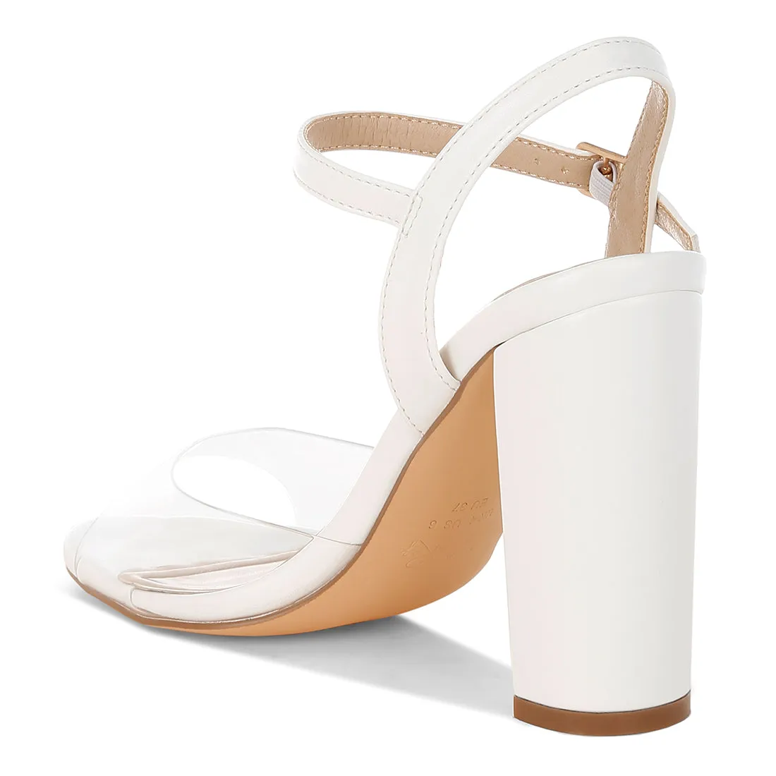 Clear Strap Block Heel Sandals
