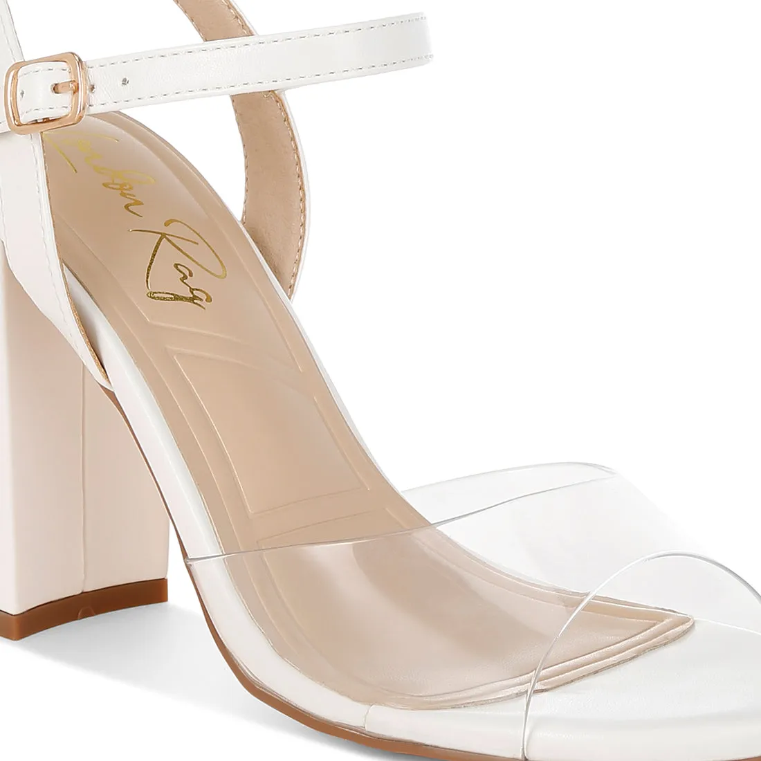 Clear Strap Block Heel Sandals
