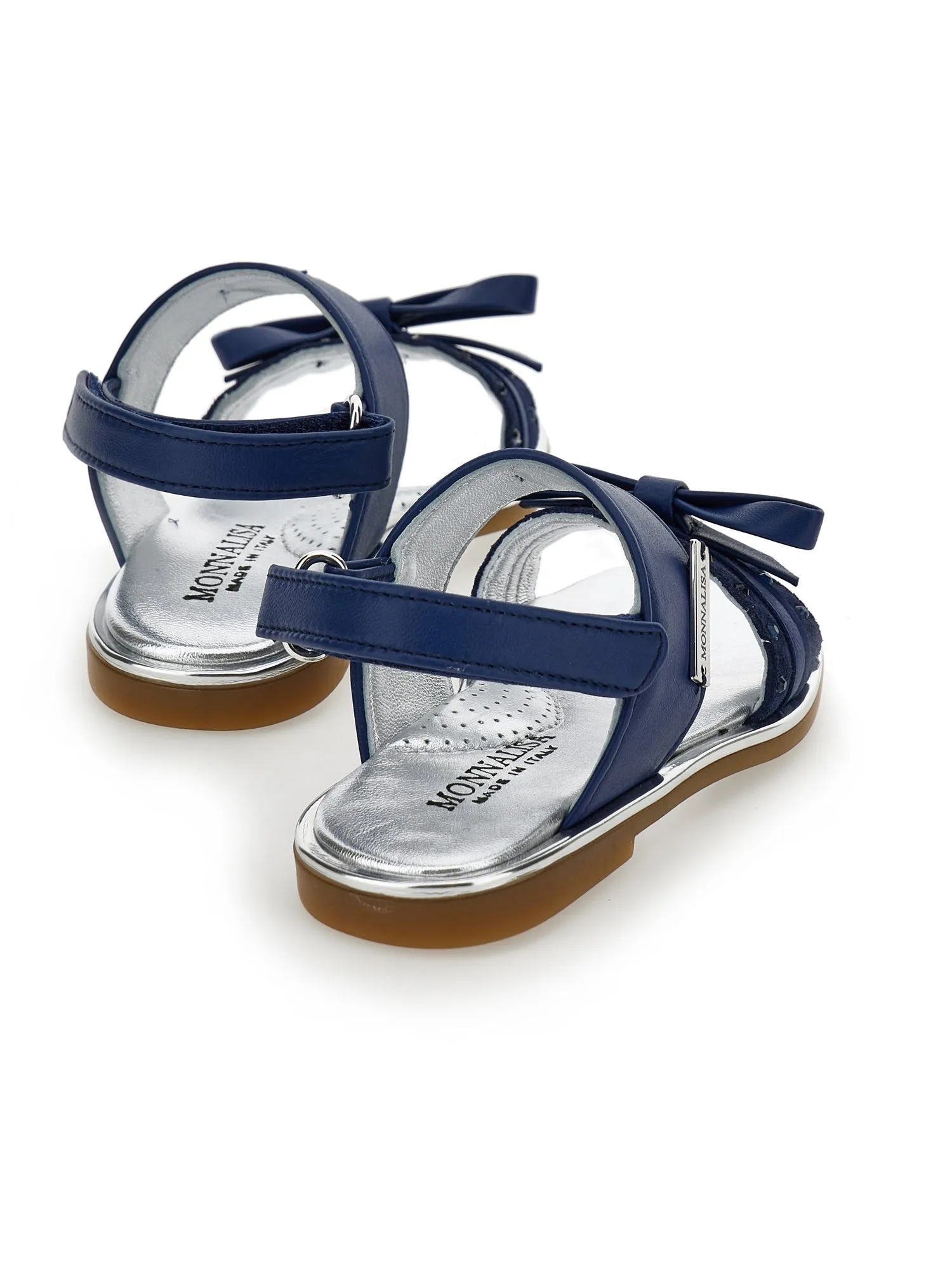 Coated fabric sandals with bow