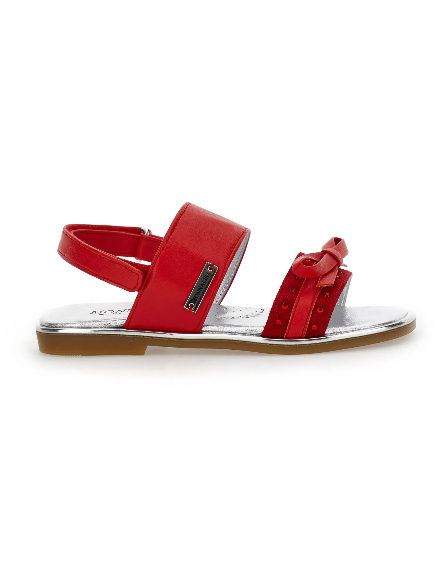 Coated fabric sandals with bow