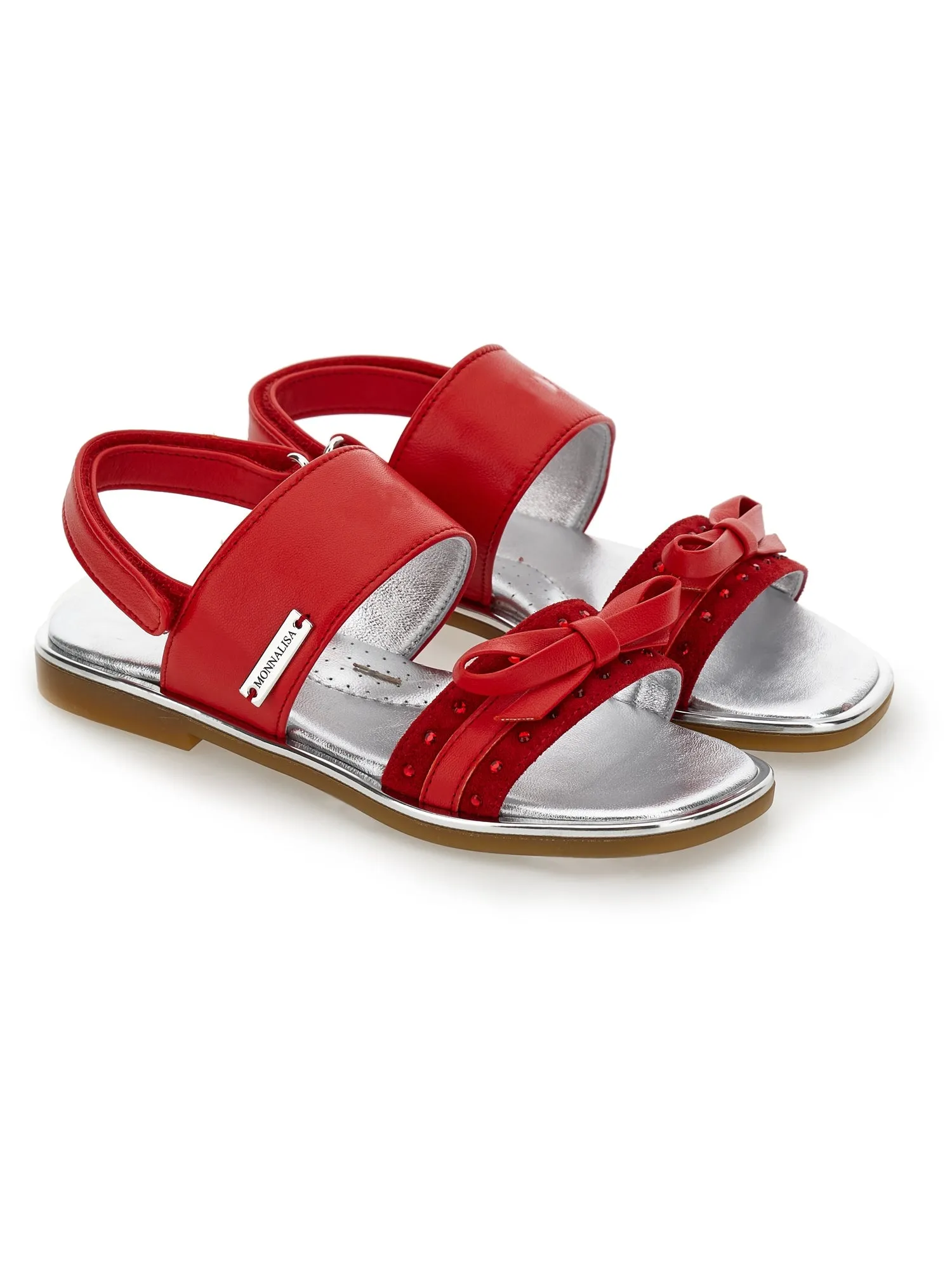 Coated fabric sandals with bow