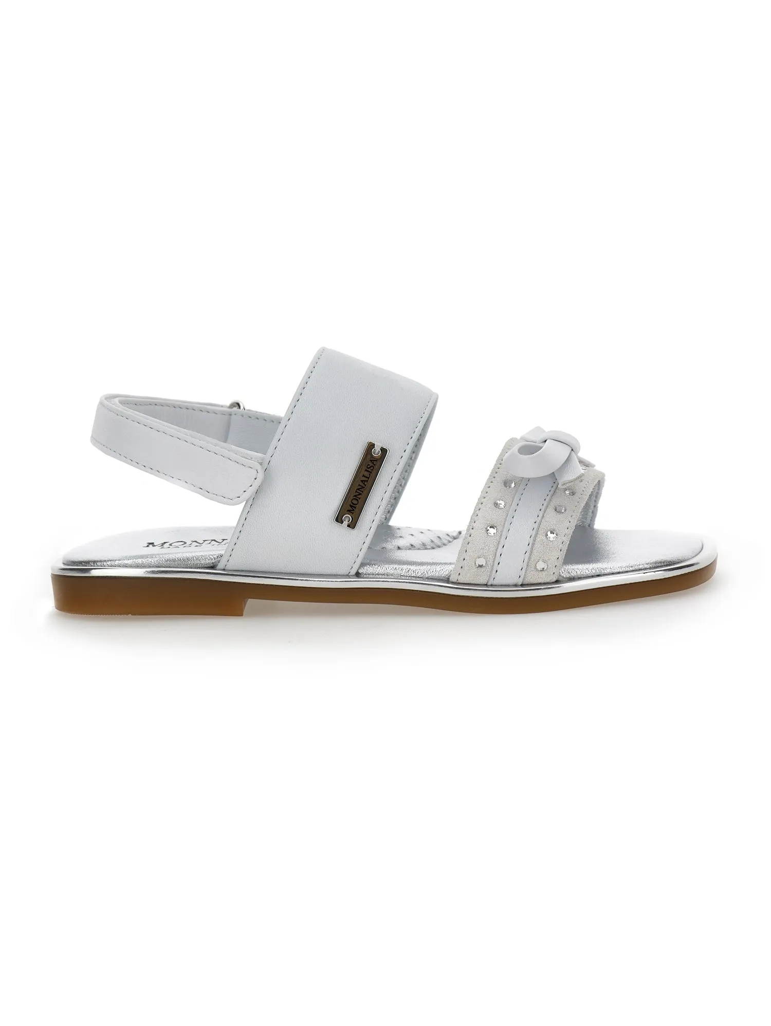 Coated fabric sandals with bow