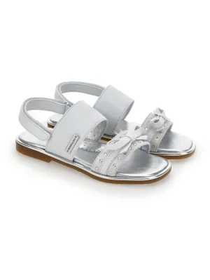 Coated fabric sandals with bow