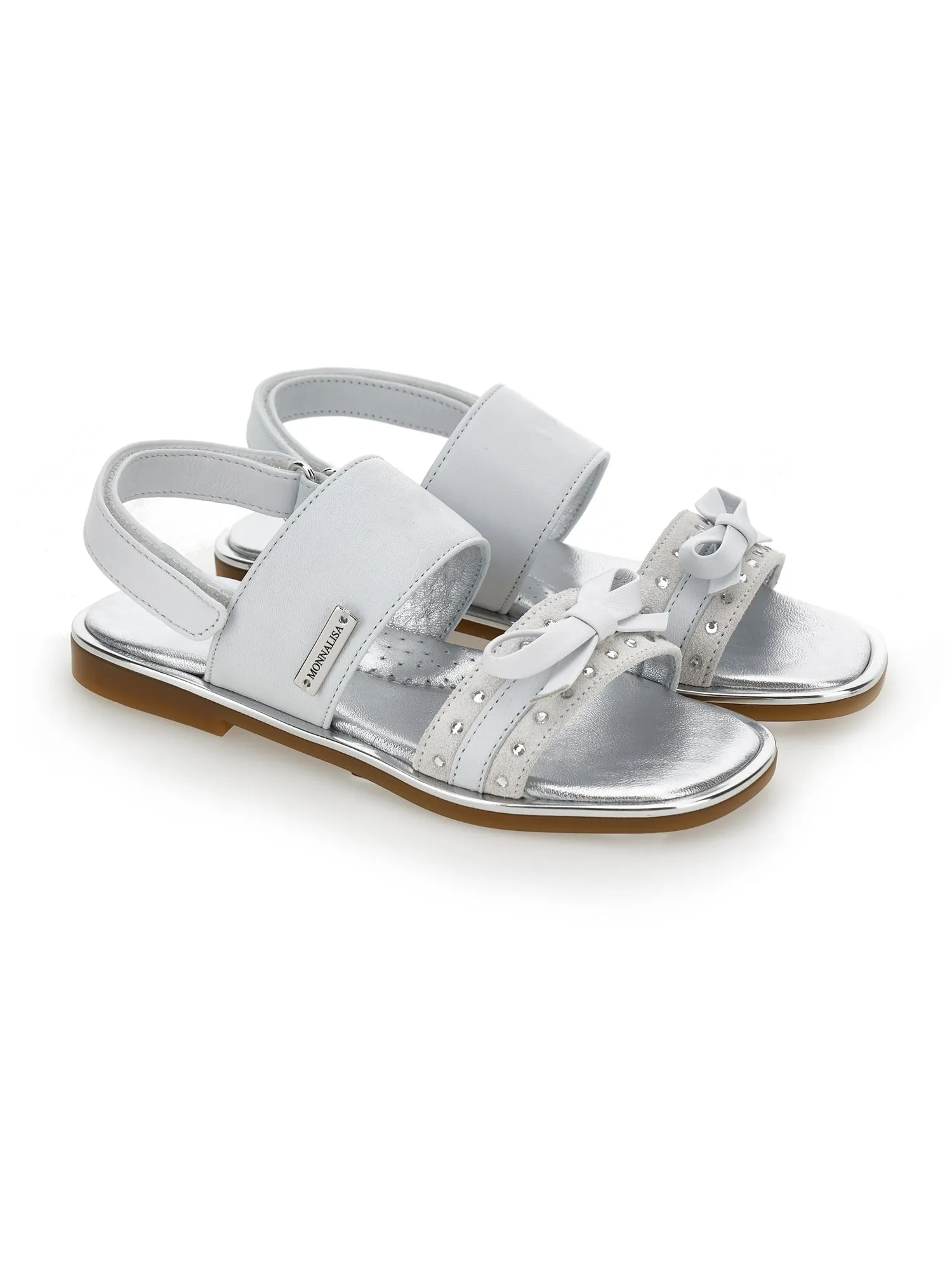 Coated fabric sandals with bow