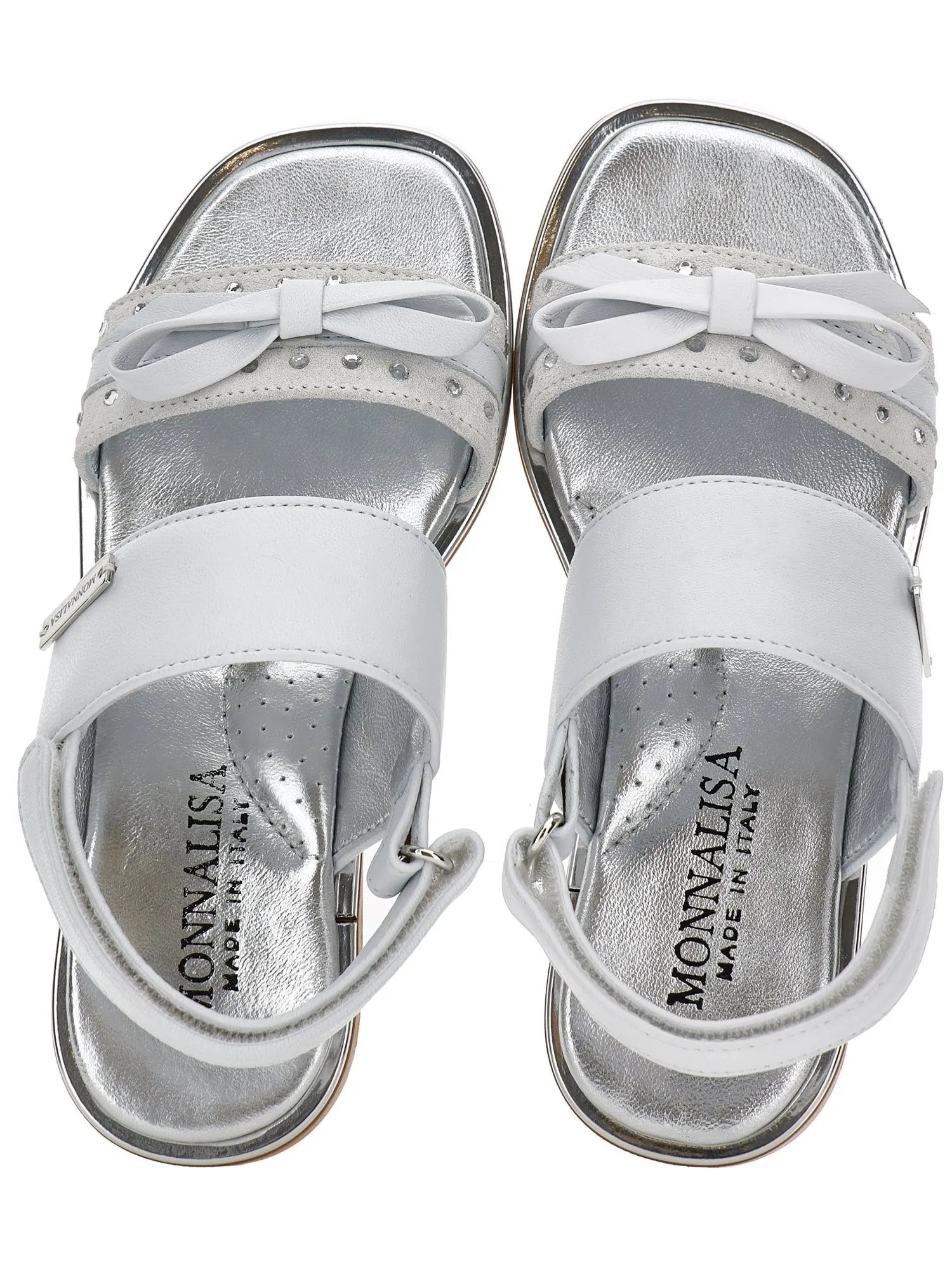 Coated fabric sandals with bow