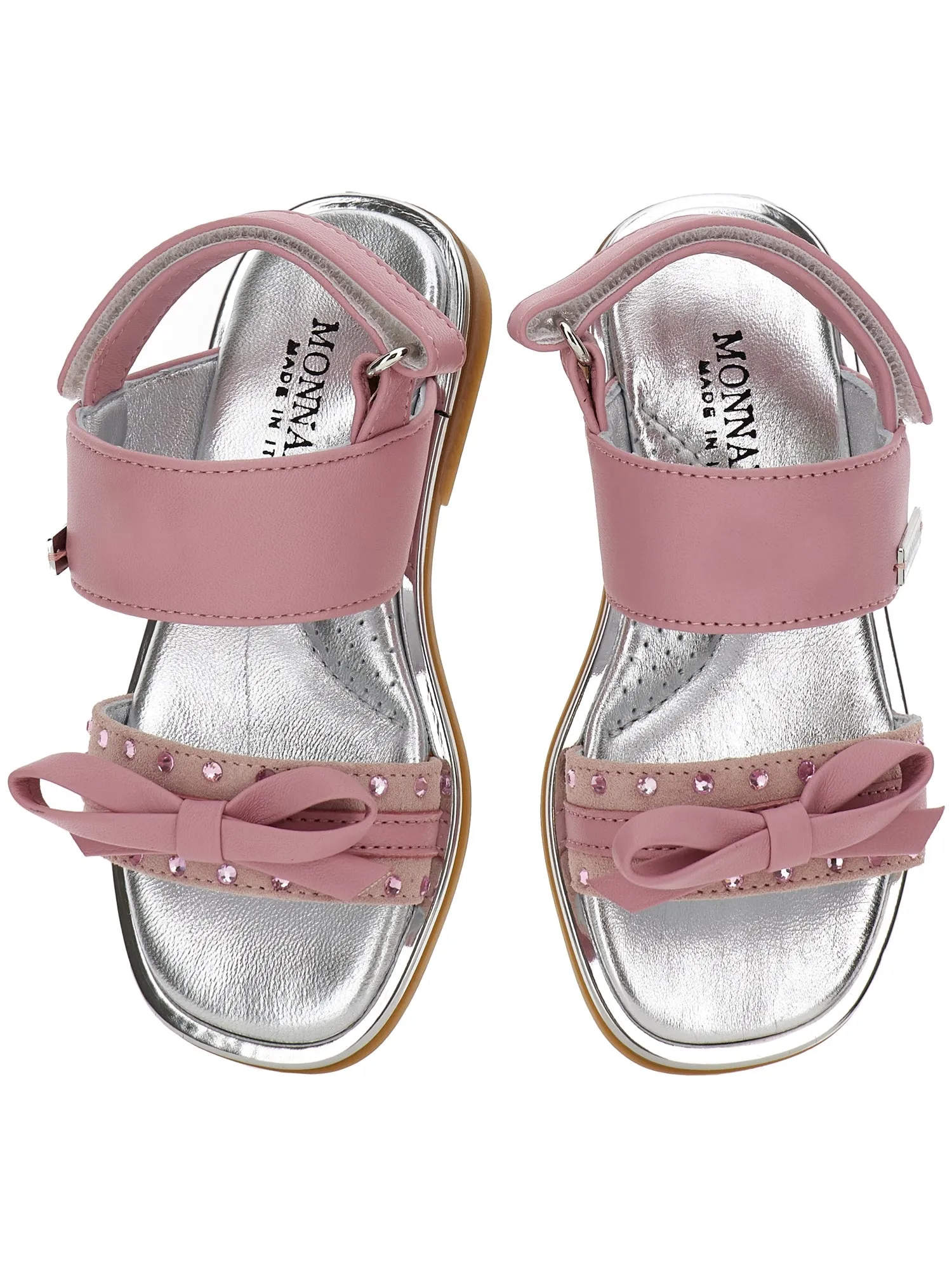 Coated fabric sandals with bow