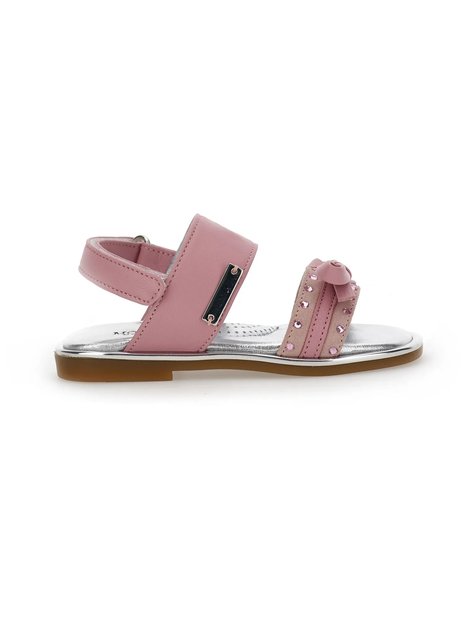 Coated fabric sandals with bow