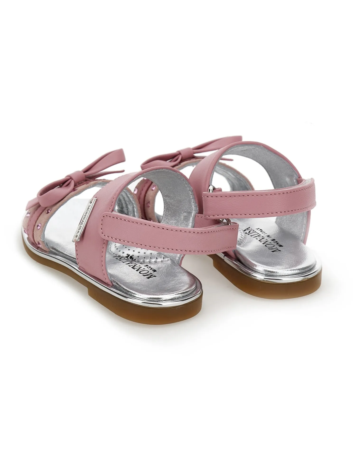 Coated fabric sandals with bow