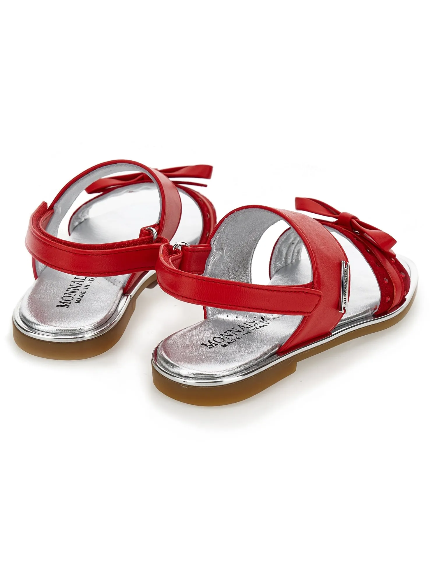 Coated fabric sandals with bow