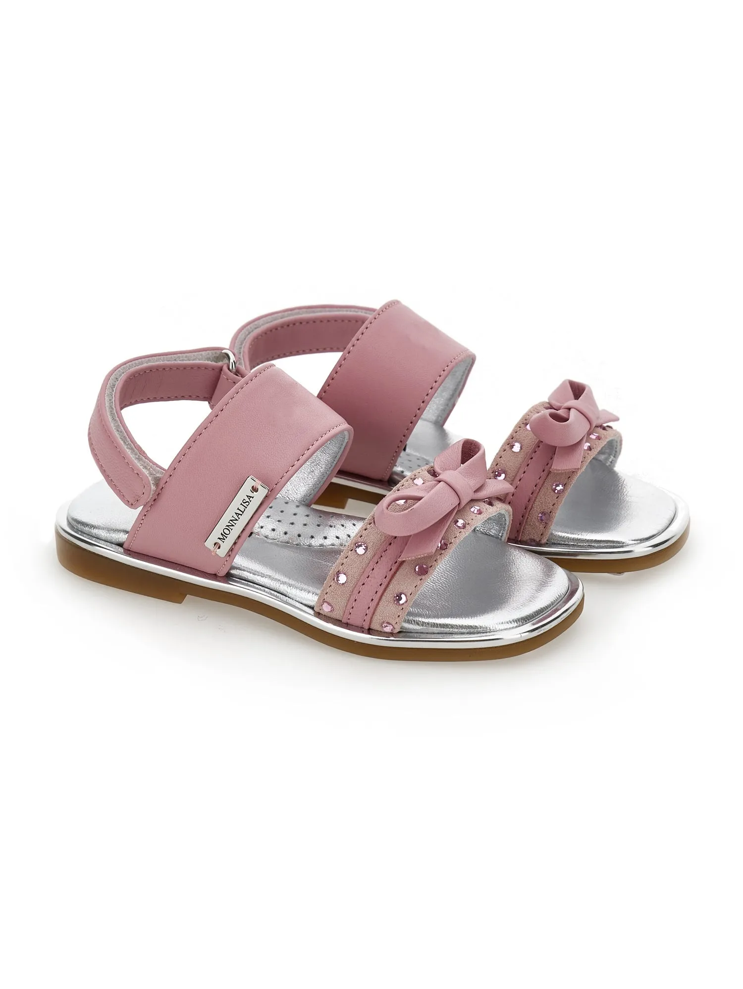 Coated fabric sandals with bow