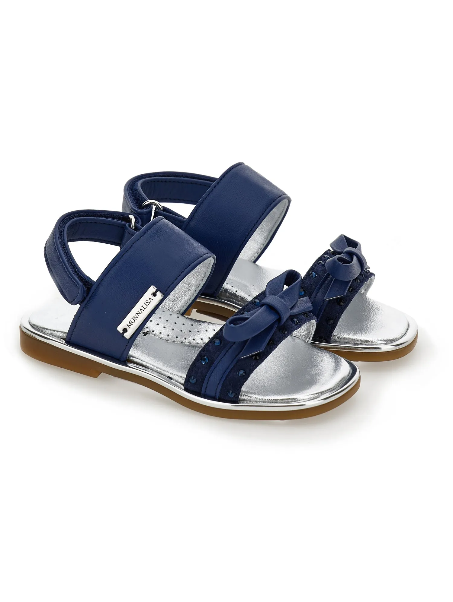 Coated fabric sandals with bow