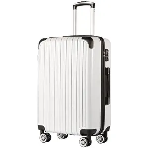 Coolife Luggage Expandable PC ABS Spinner - New White Grid