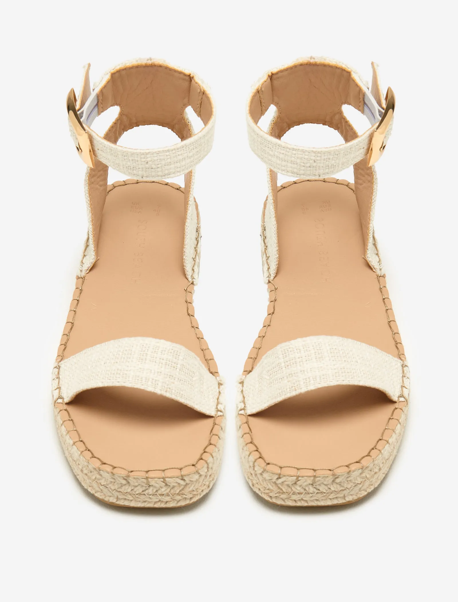 Cream Linen Two Part Espadrilles