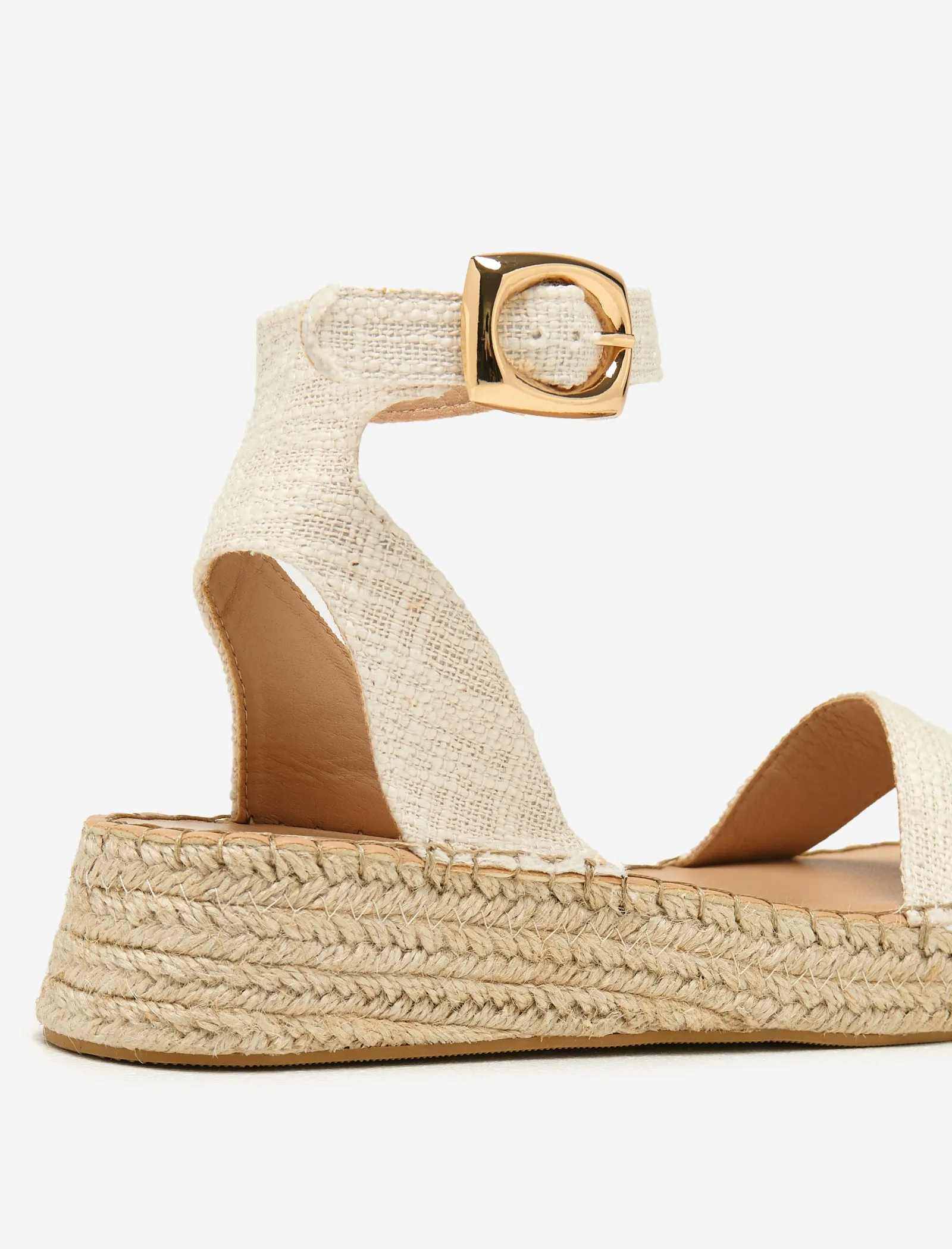 Cream Linen Two Part Espadrilles