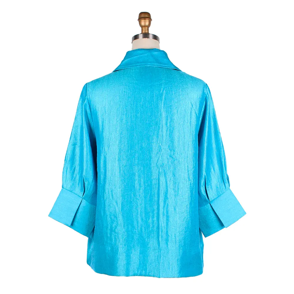 Damee Solid Wide Ball Collar Jacket in Sky Blue - 4741-SKY