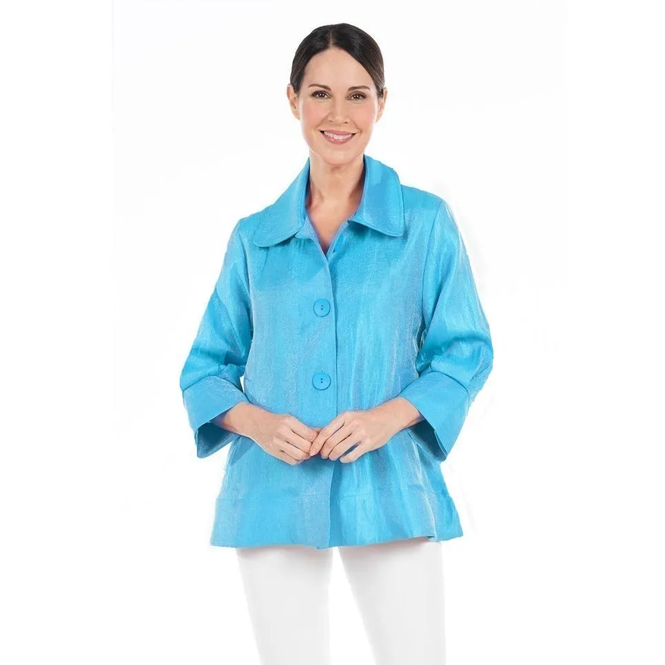 Damee Solid Wide Ball Collar Jacket in Sky Blue - 4741-SKY