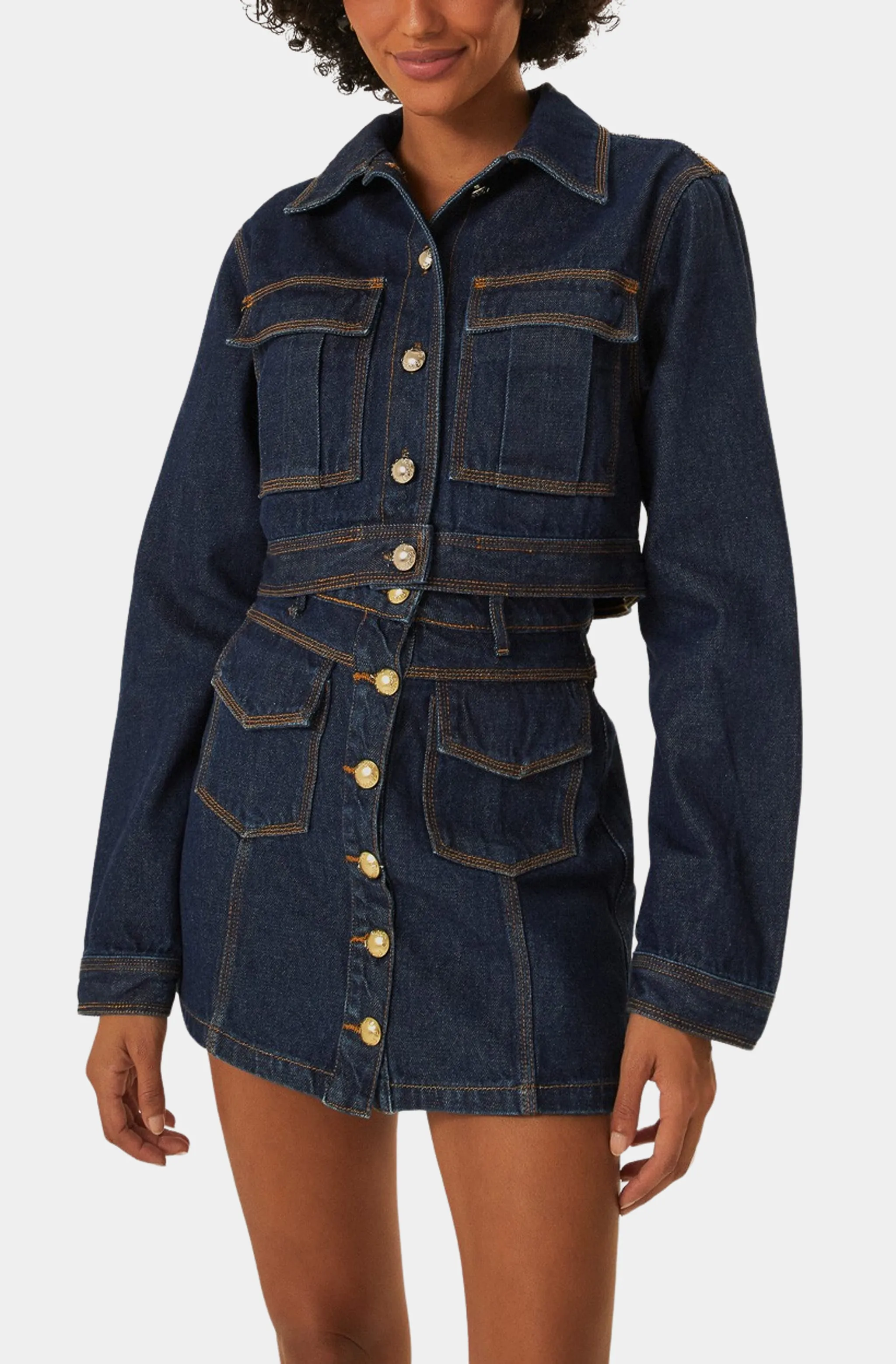 Dark Denim Short Skirt High Waist
