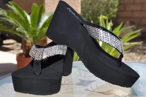 Diamond Diva's by Sparkle Steps: Swarovski Crystal Rhinestone Platform Flip-flop Sandals