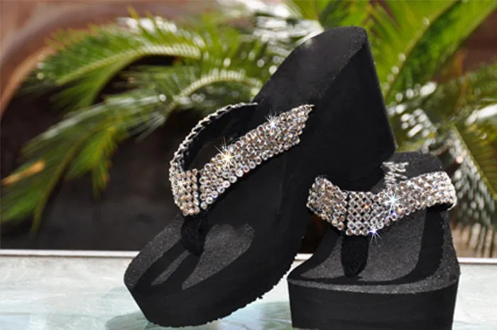 Diamond Diva's by Sparkle Steps: Swarovski Crystal Rhinestone Platform Flip-flop Sandals