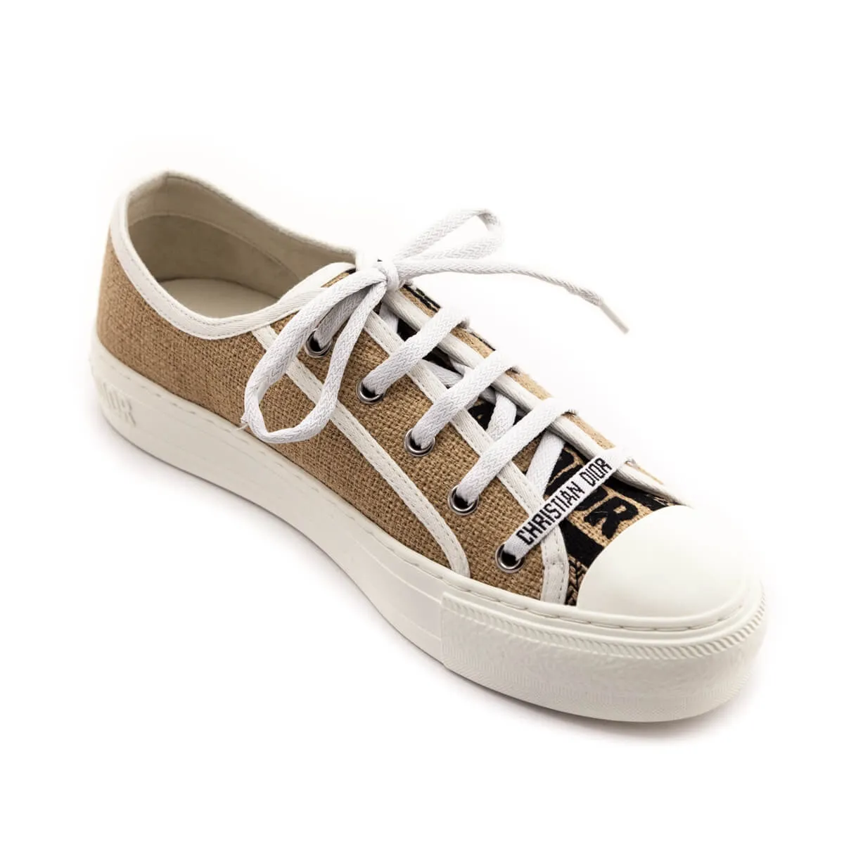Dior Raw Beige Union Embroidered Walk'N'Dior Sneakers Size US 8 | EU 38
