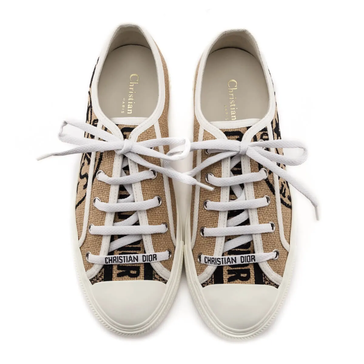 Dior Raw Beige Union Embroidered Walk'N'Dior Sneakers Size US 8 | EU 38