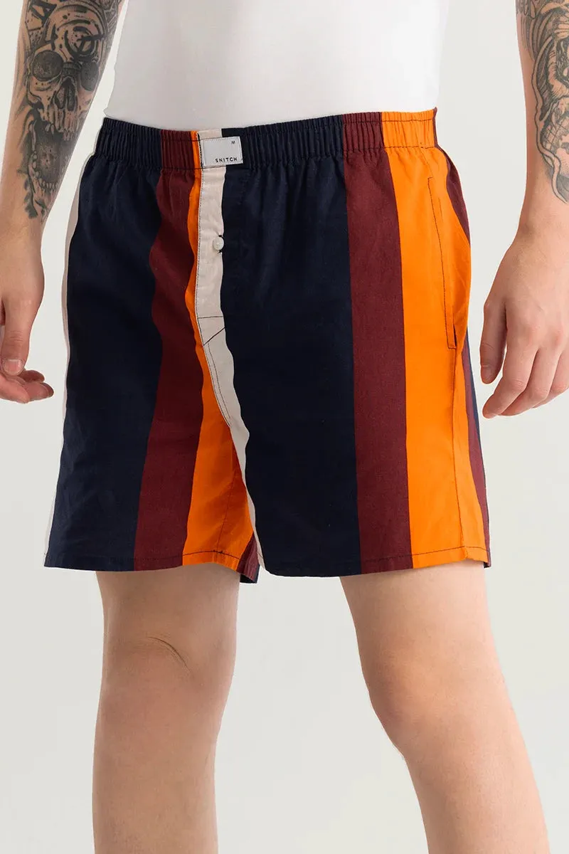 Eivind Striped Navy Boxer