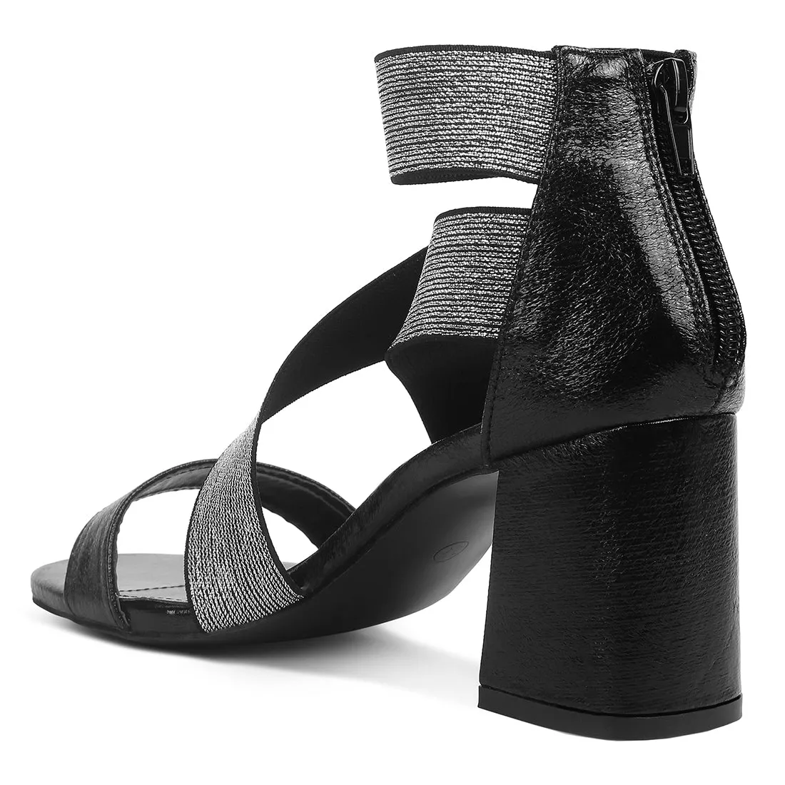 Elasticated Strappy Block Heel Sandals