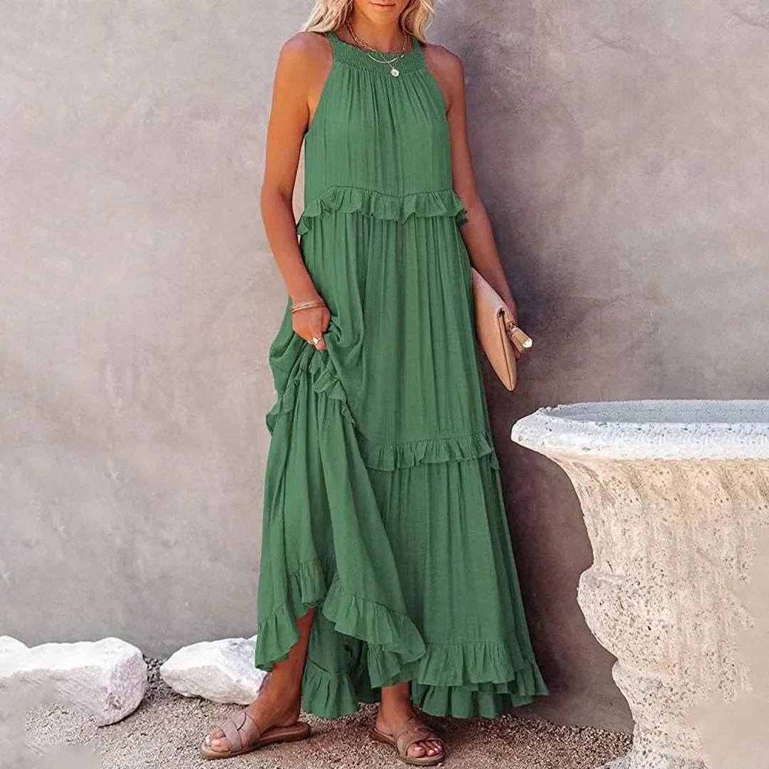 ElleVie Timeless Long Dress  Breathable Cotton Blend for Everyday Wear