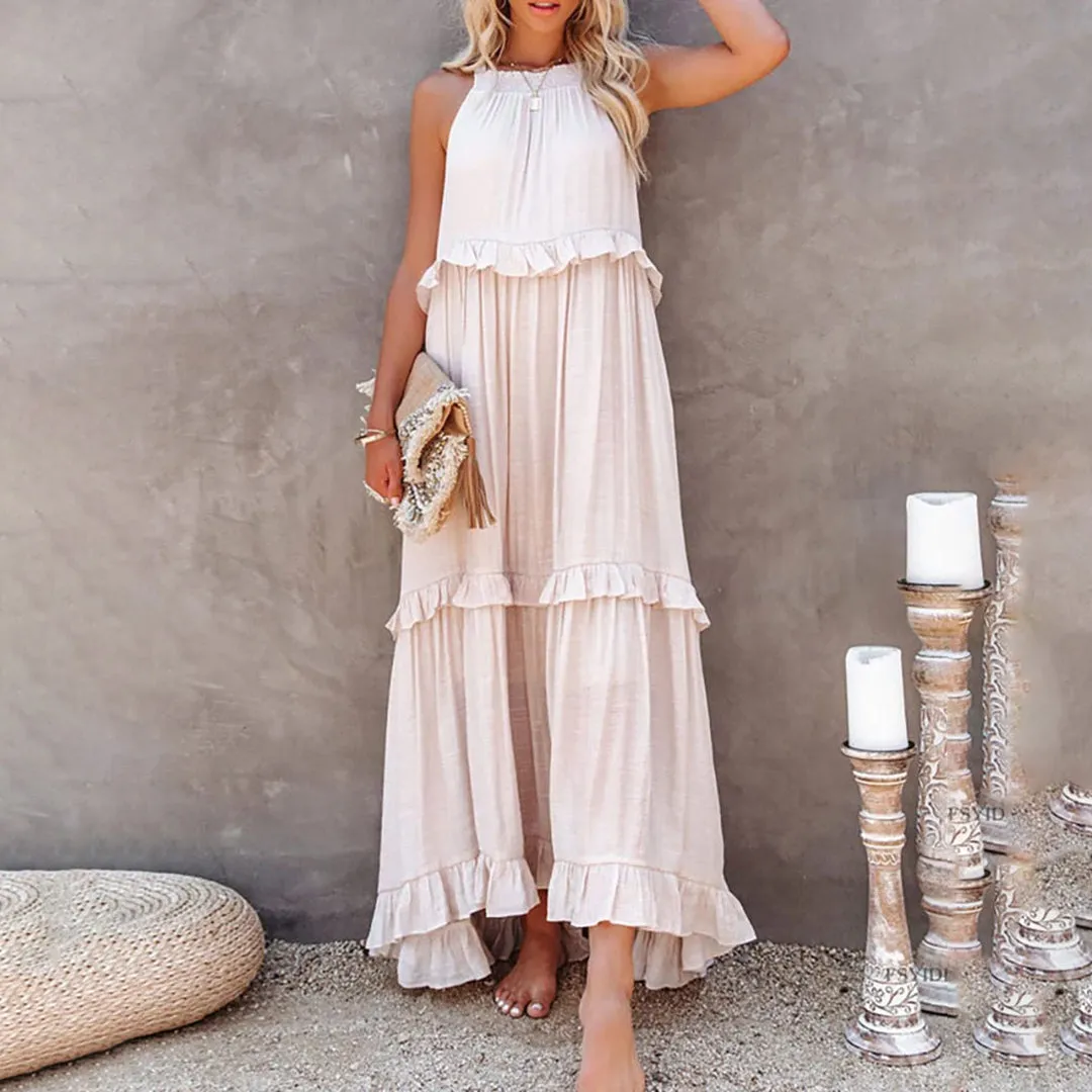 ElleVie Timeless Long Dress  Breathable Cotton Blend for Everyday Wear