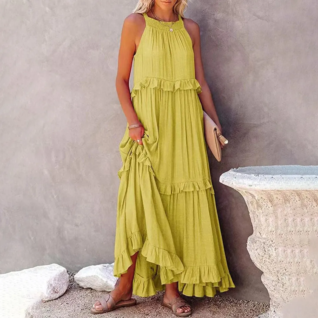 ElleVie Timeless Long Dress  Breathable Cotton Blend for Everyday Wear