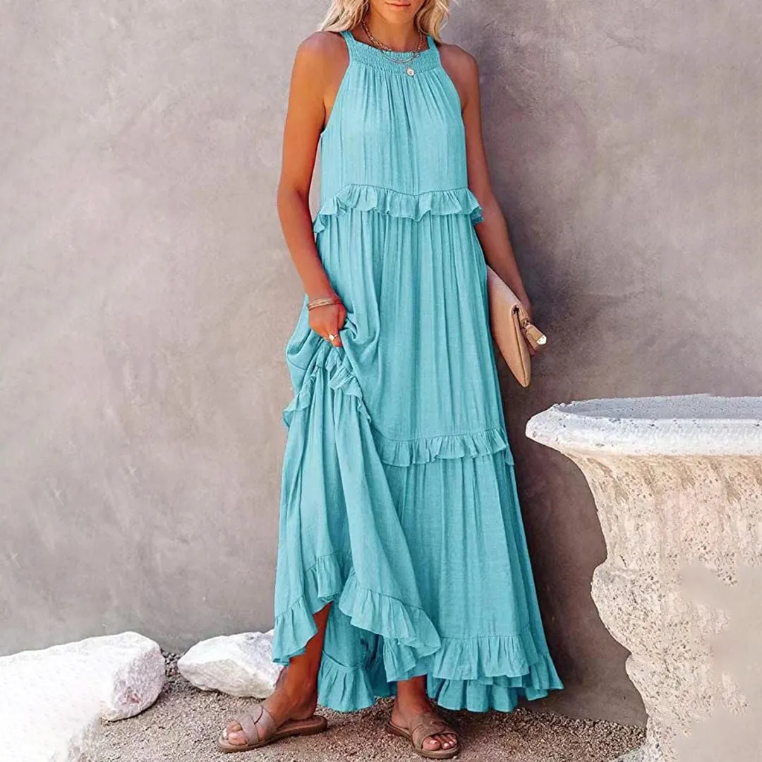 ElleVie Timeless Long Dress  Breathable Cotton Blend for Everyday Wear