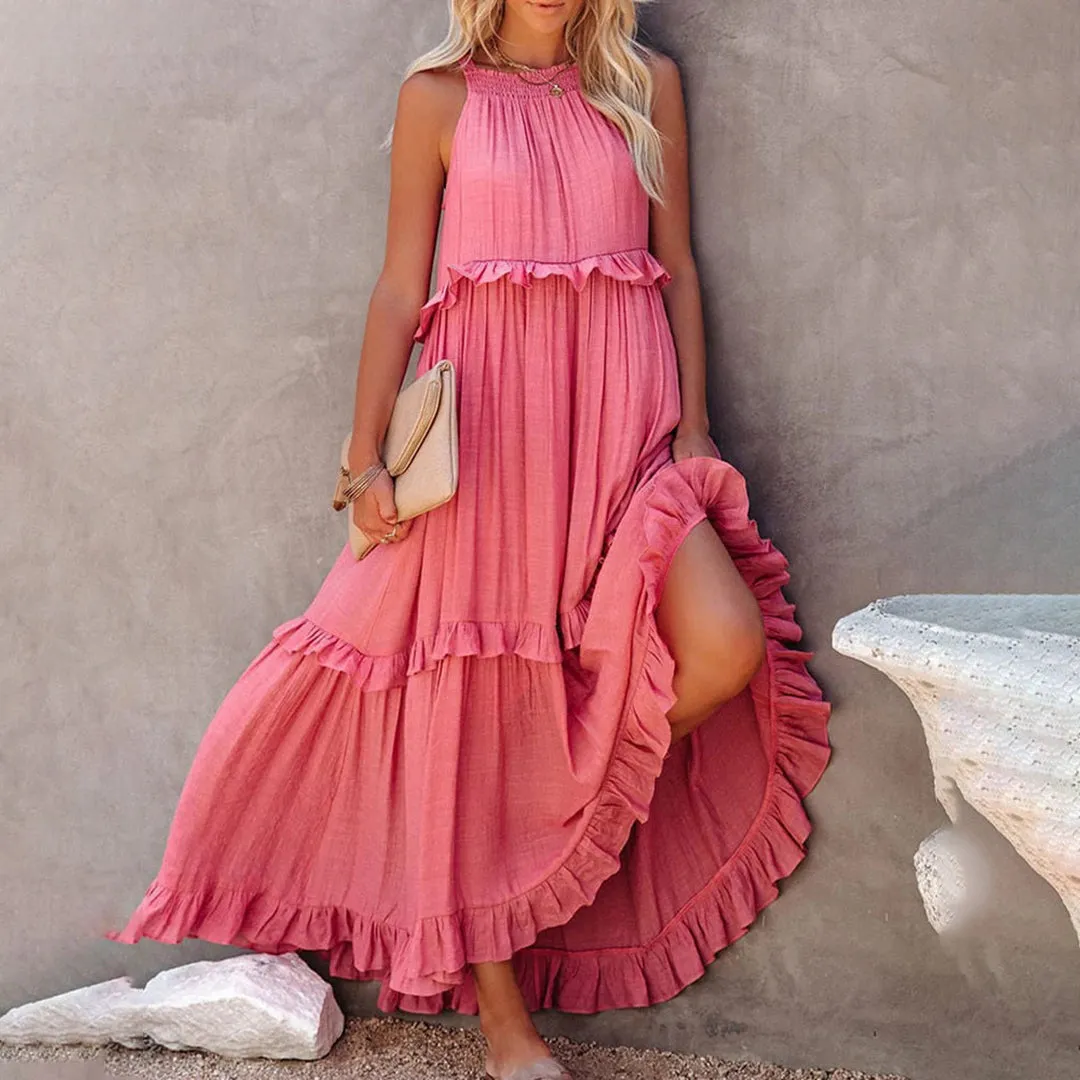 ElleVie Timeless Long Dress  Breathable Cotton Blend for Everyday Wear