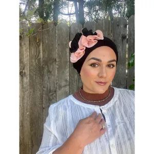 Embellished Cotton French Beret - Black/Pink