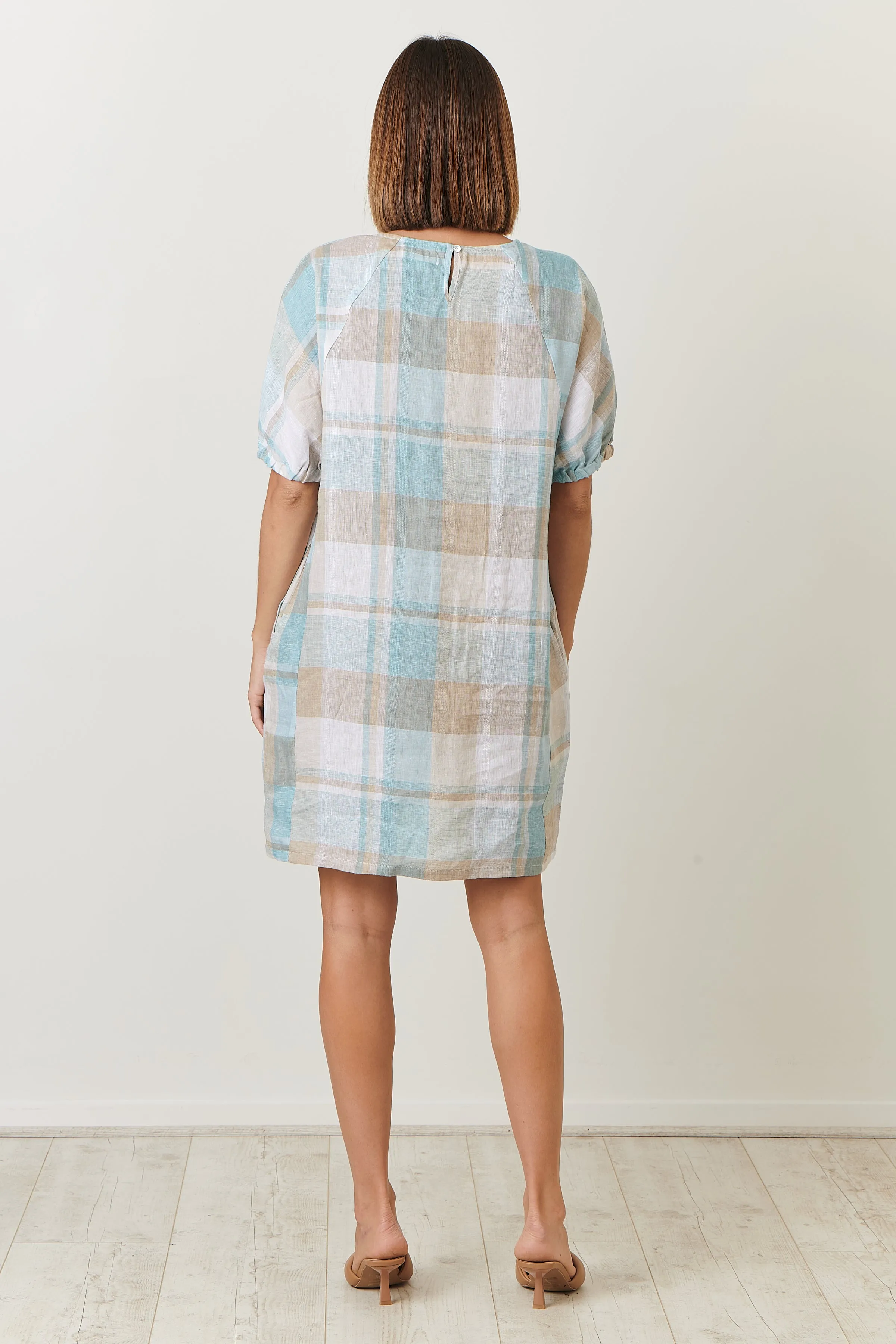 GA395 Linen Shift Dress in Azure