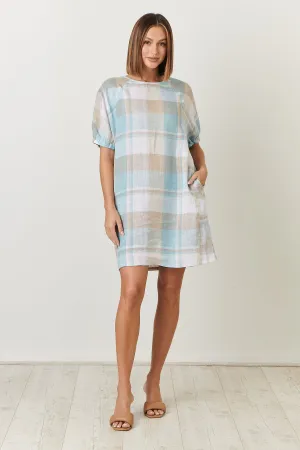 GA395 Linen Shift Dress in Azure