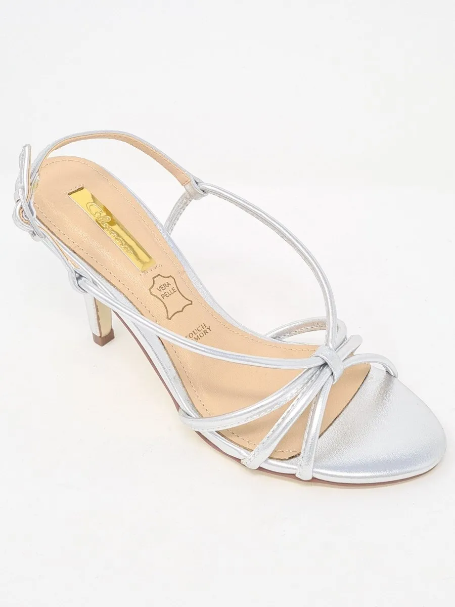 Glamour Sally Silver Strappy Heel Sandals