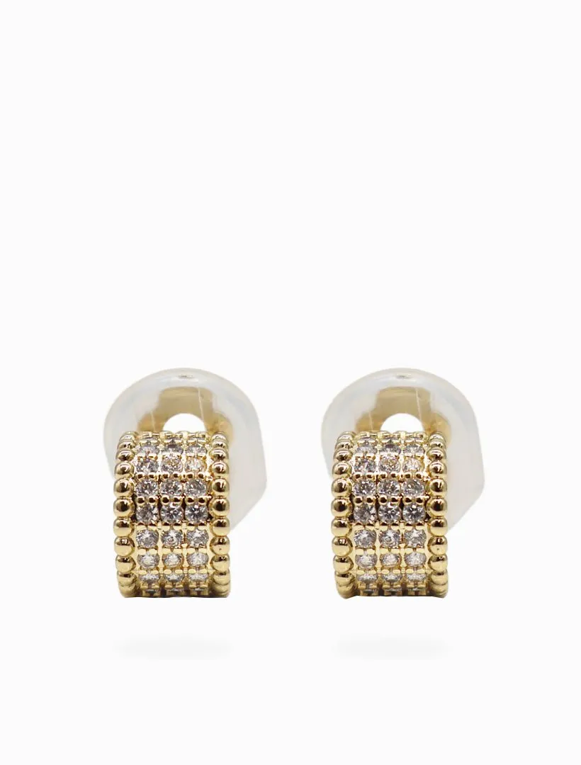 Gold and Crystal Half Hoop Clip Ons