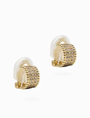 Gold and Crystal Half Hoop Clip Ons